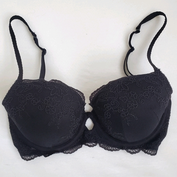Black Embroidered Bra 34C